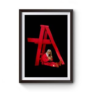 Billie Eilish In Red Action Premium Matte Poster