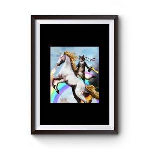 Crazy Cat Unicorn Rainbow Funny Premium Matte Poster