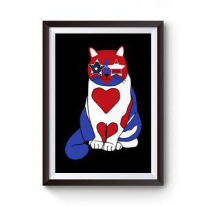 Funny Cat 4th Of July American Flag Premium Matte Poster