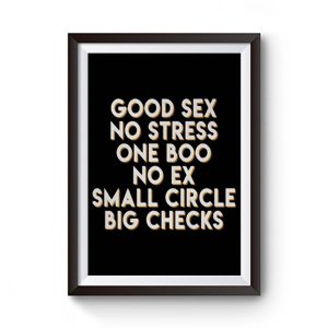 Good Sex No Stress One Boo No Ex Small Circle Big Checks Premium Matte Poster