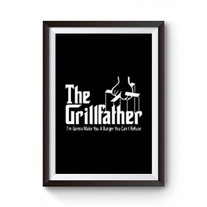 Grillfather Funny Fathers Day Bbq Barbecue Grill Dad Grandpa Premium Matte Poster
