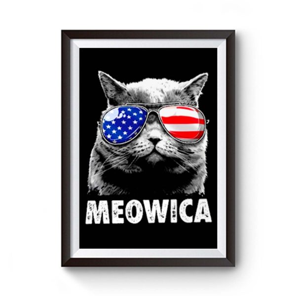 Meowica Cat With Eye Glass America Premium Matte Poster