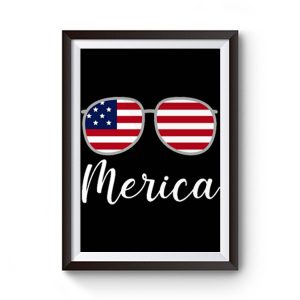 Merica Sunglasses Usa Flag Premium Matte Poster