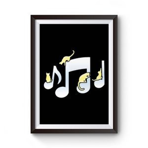 Cats Playing On Musical Notes Premium Matte Poster