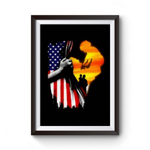 Father and son Usa Flag Premium Matte Poster