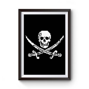 Pixel Skull and Crossbones Premium Matte Poster