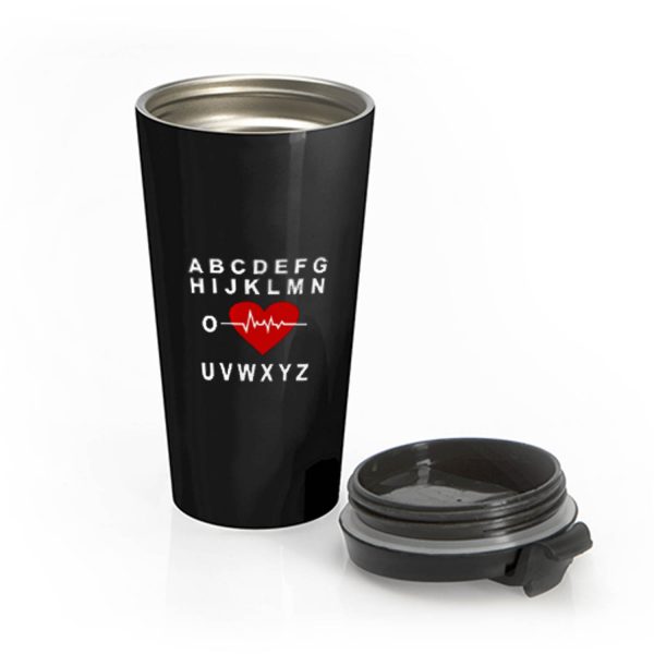 A B C D E F G H Love Heart Heartbeat Stainless Steel Travel Mug