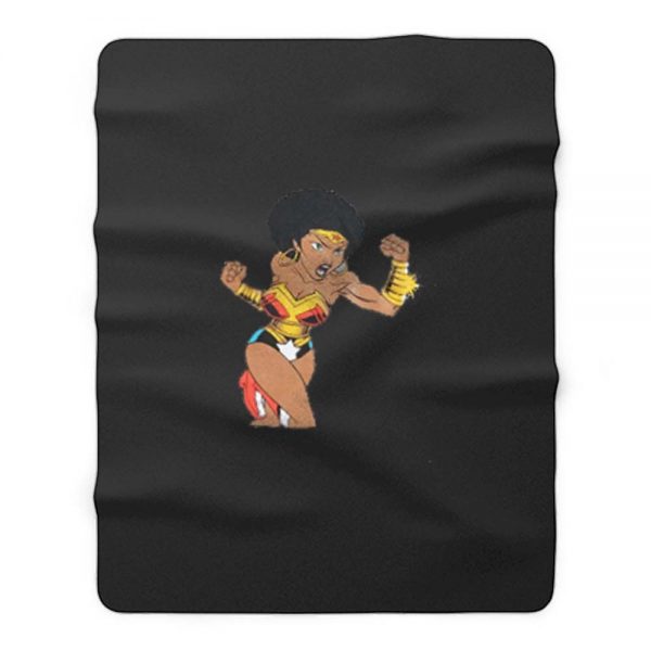 Afro Girl Wonder Woman Fleece Blanket