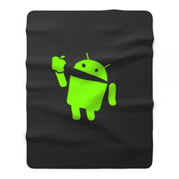 Android Eats Apple Fleece Blanket