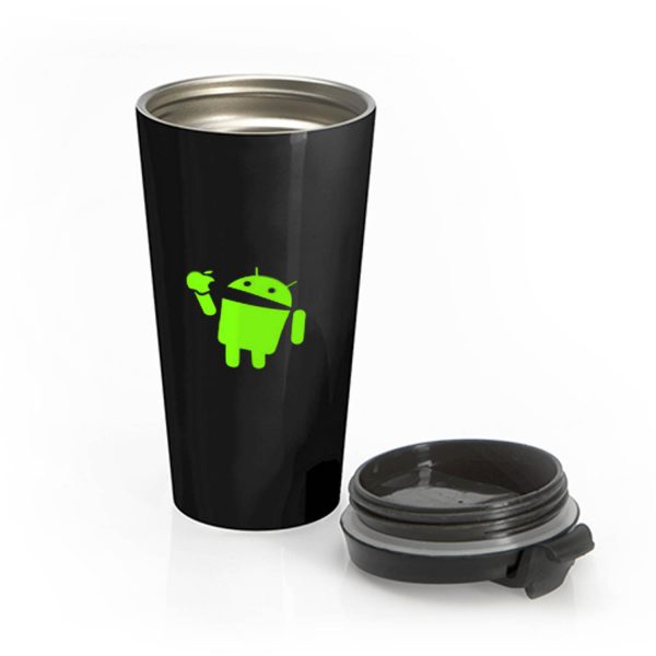 Android Eats Apple Stainless Steel Travel Mug