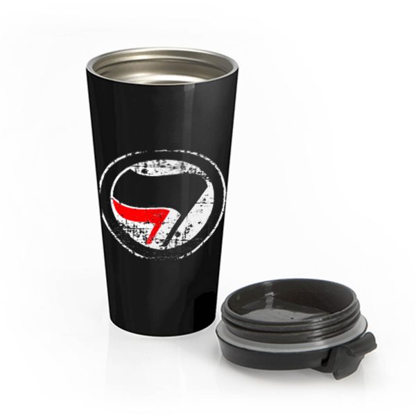 Antifa Red and Black Flag Antifascist Action Stainless Steel Travel Mug