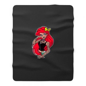 Ariel With Tattoos Mermaid Grunge Vintage Retro Piercings Art Cool Fantasy Cartoon Fleece Blanket