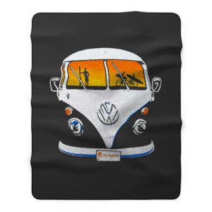 Beach Camper Cool Van Veedub Car Inspired Camping Vanagon Fleece Blanket