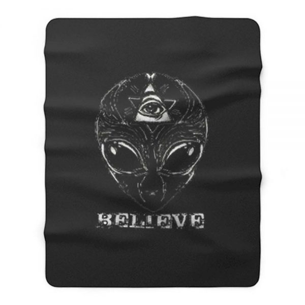 Believe Ufo Alien Fleece Blanket