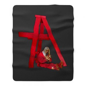 Billie Eilish In Red Action Fleece Blanket