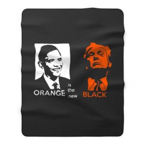 Black Orange Obama And Trump Fleece Blanket