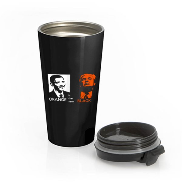 Black Orange Obama And Trump Stainless Steel Travel Mug