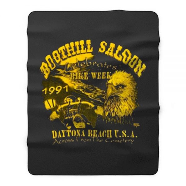 Boothill Saloon Biker Rally Single Stitch Pocket Fleece Blanket