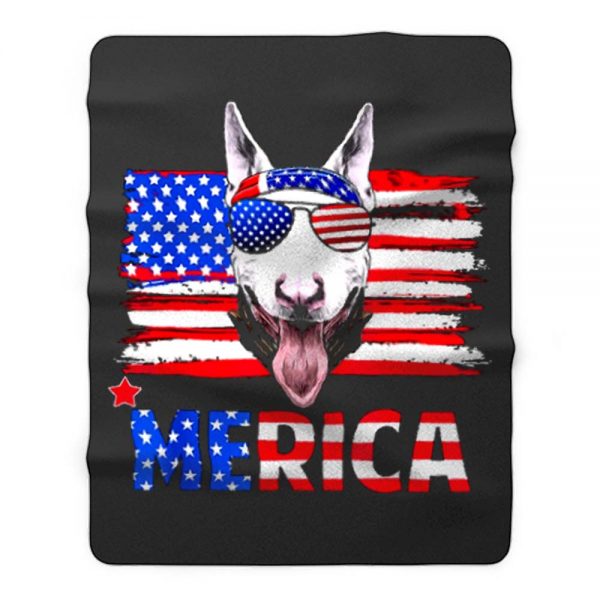 Bull Terrier Merica For 4th July United State Cute Fleece Blanket