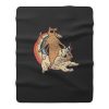 Cat Riding Unidog Vintage Fleece Blanket