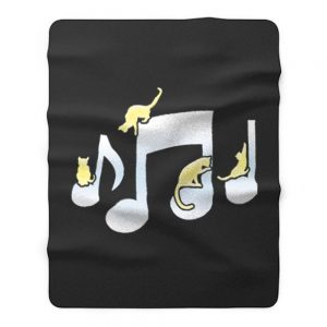 Cats Playing On Musical Notes Fleece Blanket