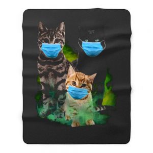 Cats with Face Mask 2020 Fleece Blanket