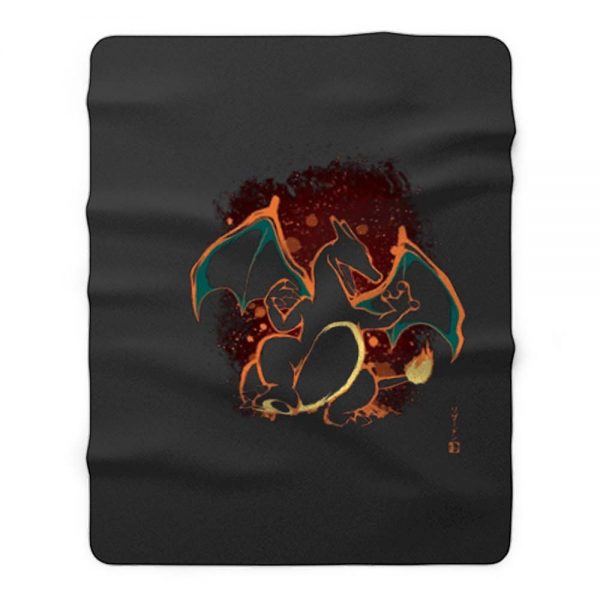 Charizard Dark Pokemon GO Dragon Fleece Blanket