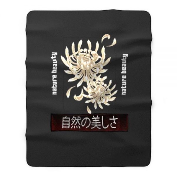 Chrysanthemum Japanese Art Fleece Blanket