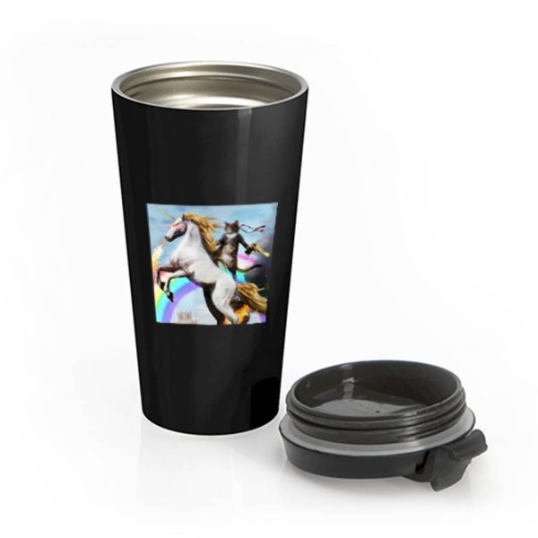 Crazy Cat Unicorn Rainbow Funny Stainless Steel Travel Mug