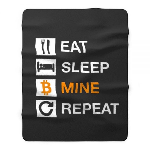 Cryptocurrency Blockchain Hodl BTC Bitcoin Miner Eat Sleep Mine Repeat Fleece Blanket