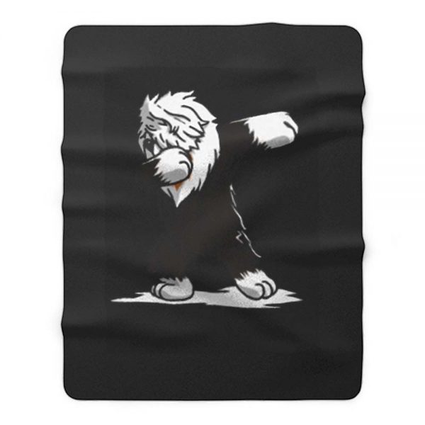 Dabbing Old English Sheepdog Fleece Blanket