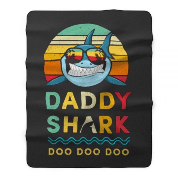 Daddy Shark Vintage Style Fleece Blanket