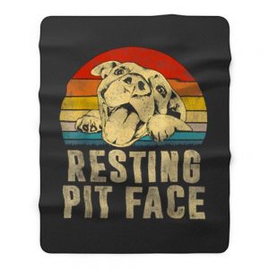 Dog Pitbull Resting Pit Face Vintage Fleece Blanket