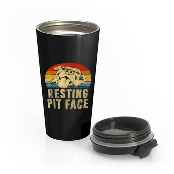Dog Pitbull Resting Pit Face Vintage Stainless Steel Travel Mug