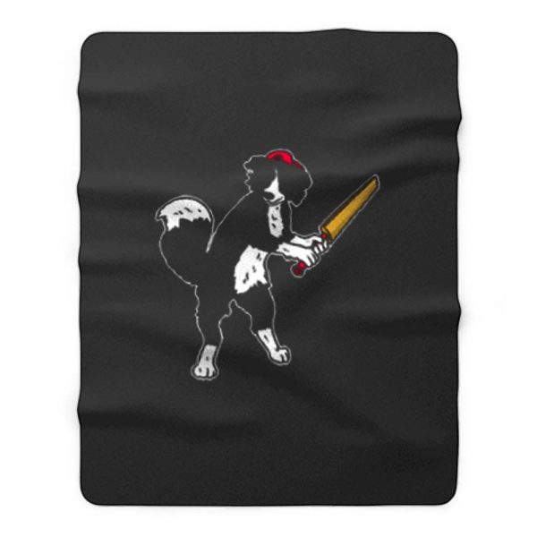 Dog Plays Cricket Fleece Blanket