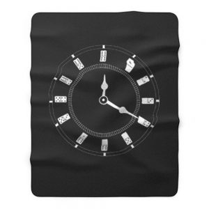 Domino Clock Dominoes Tiles Puzzler Game Fleece Blanket