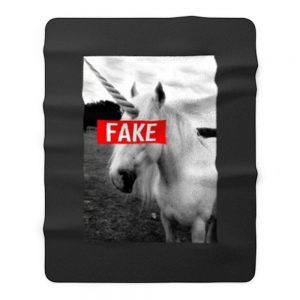 Fake Unicorn Hipster Funny Fleece Blanket