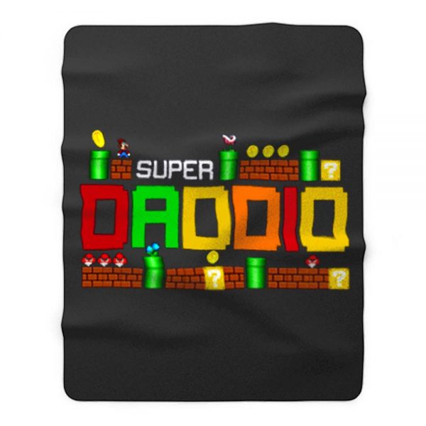 Funny Dad Super Daddio Parody Super Mario Fleece Blanket