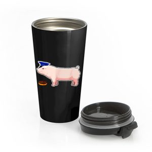 Funny Police Officer Pig Cop and Doughnut Stainless Steel Travel Mug