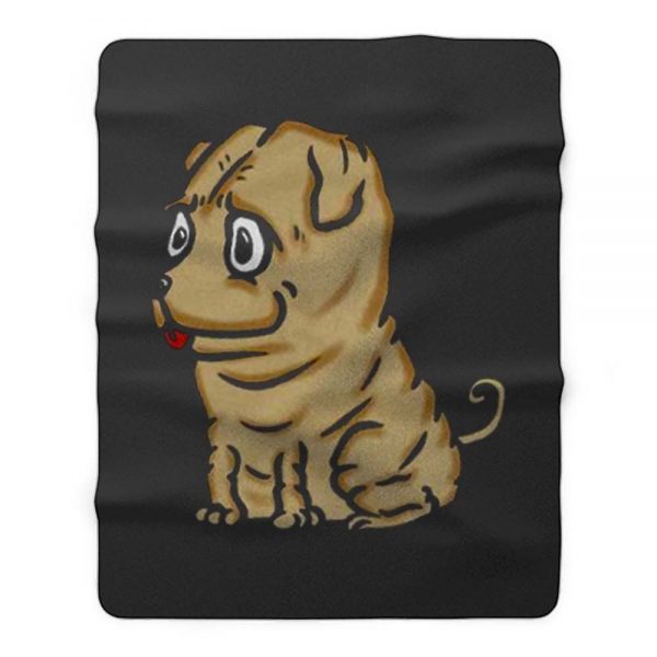 Funny Shar Pei Dog Cartoon Fleece Blanket