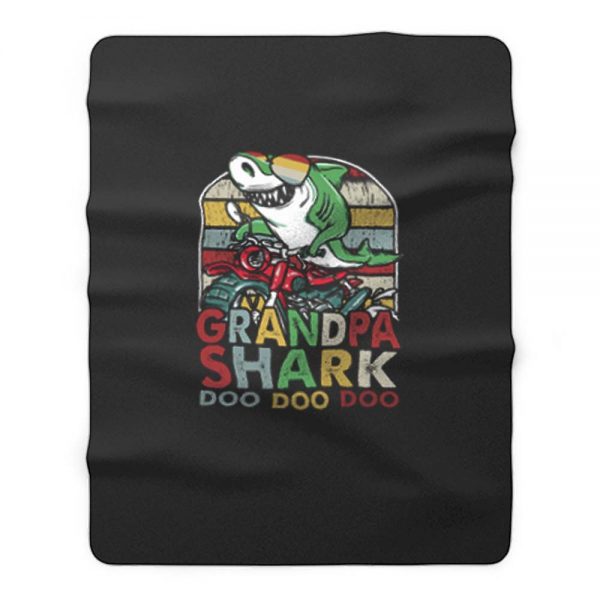 Grandpa Shark Doo Doo Vintage Fleece Blanket