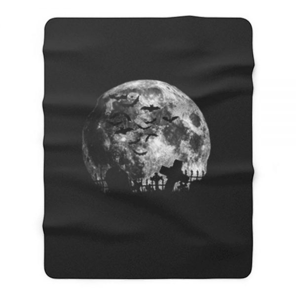 Graveyard On The Night Halloween Fleece Blanket