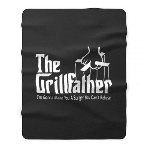 Grillfather Funny Fathers Day Bbq Barbecue Grill Dad Grandpa Fleece Blanket