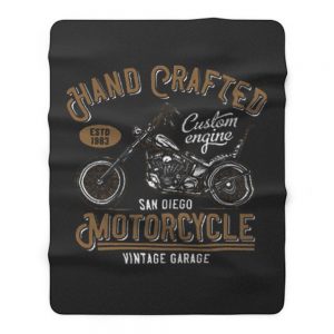 Hand Crafted Motorcycle Vintage Fleece Blanket