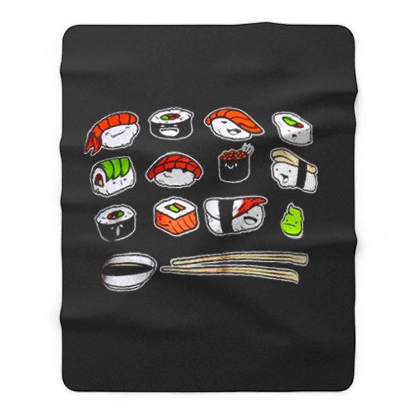 Happy Sushi Fleece Blanket