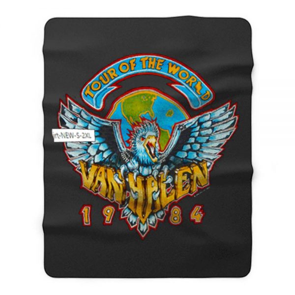 Heavy Cotton Van Halen 1984 World Tour Men Black Concert Fleece Blanket