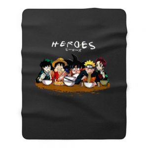 Heroes Anime Manga Goku Luffy Naruto Deku Tanjirou Fleece Blanket