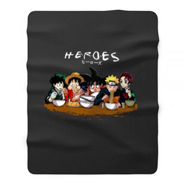 Heroes Anime Manga Goku Luffy Naruto Deku Tanjirou Fleece Blanket