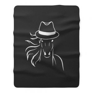 Horse With Fedora Hat Fleece Blanket