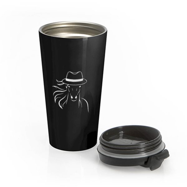 Horse With Fedora Hat Stainless Steel Travel Mug